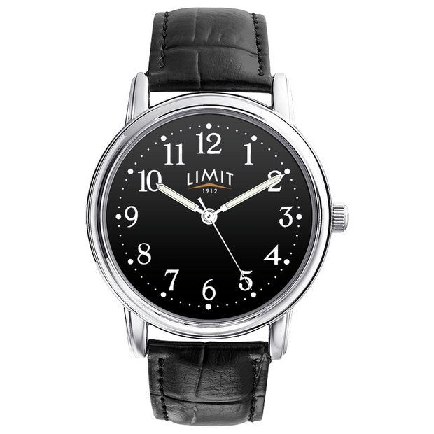 Limit black dial analogue watch with roman numerals, UK version