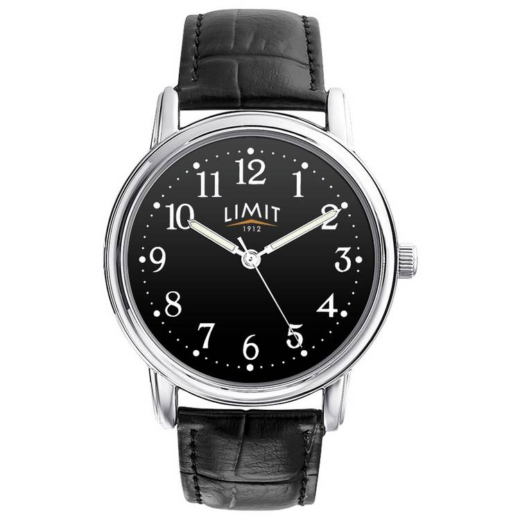 Limit black dial analogue watch with roman numerals, UK version