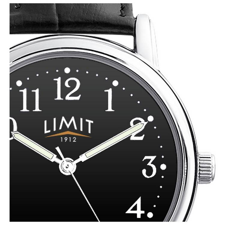 Limit black dial analogue watch with roman numerals, UK version