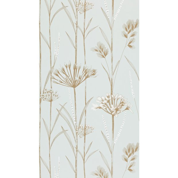 Harlequin Gardinium Seafoam Gold Cream wallpaper (British brand)