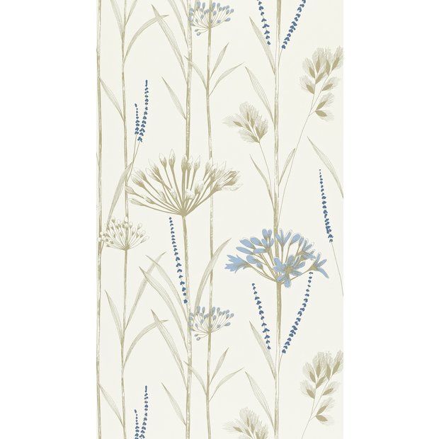 Harlequin Gardinum Wedgewood Gold Blue wallpaper roll, imported from the UK