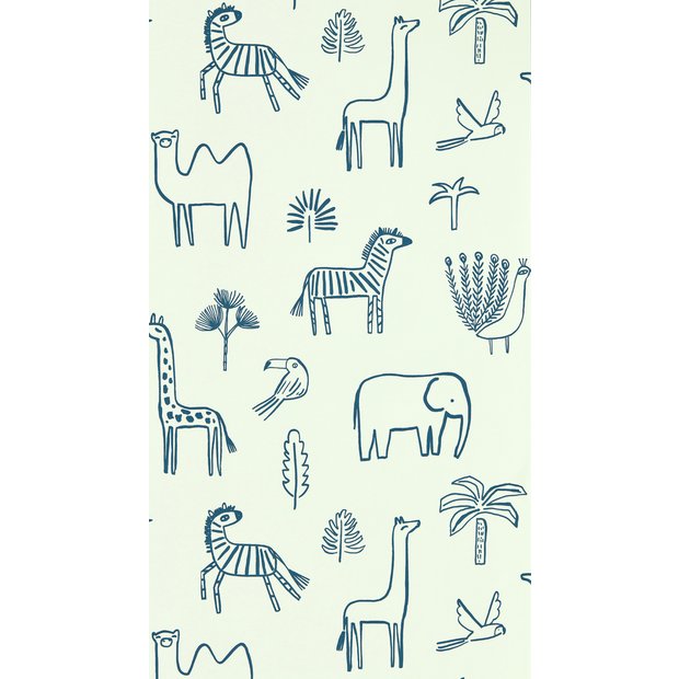 Harlequin Funky Jungle Blue wallpaper, imported from the UK