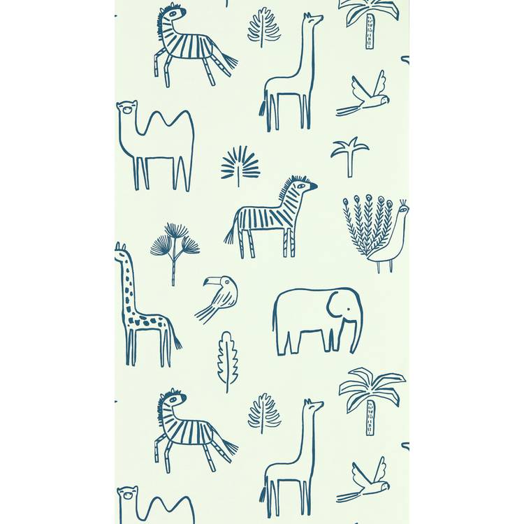 Harlequin Funky Jungle Blue wallpaper, imported from the UK