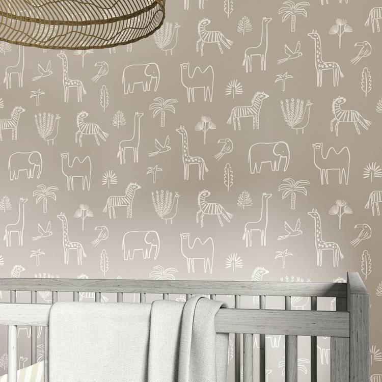 Harlequin Funky Jungle stone grey kids wallpaper, UK version