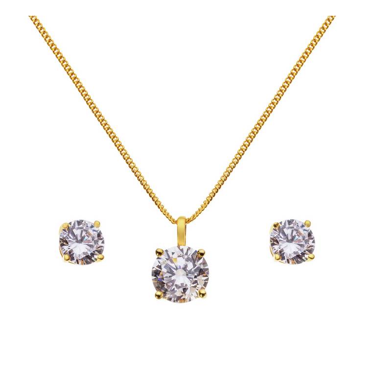 Revere gold plated cubic zirconia pendant set - British product