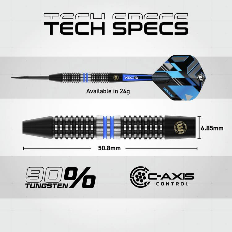 Winmau Galactics 24g tungsten darts set, UK version