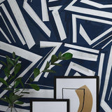 Harlequin Transverse Ink wallpaper wide width blue, imported from the UK