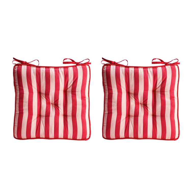 Habitat red and pink striped seat cushions pack of 2 (British brand)