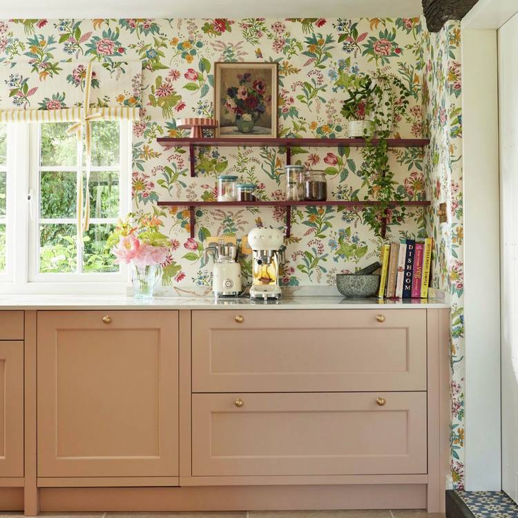 Harlequin Woodland Floral Peridot Ruby White Wallpaper