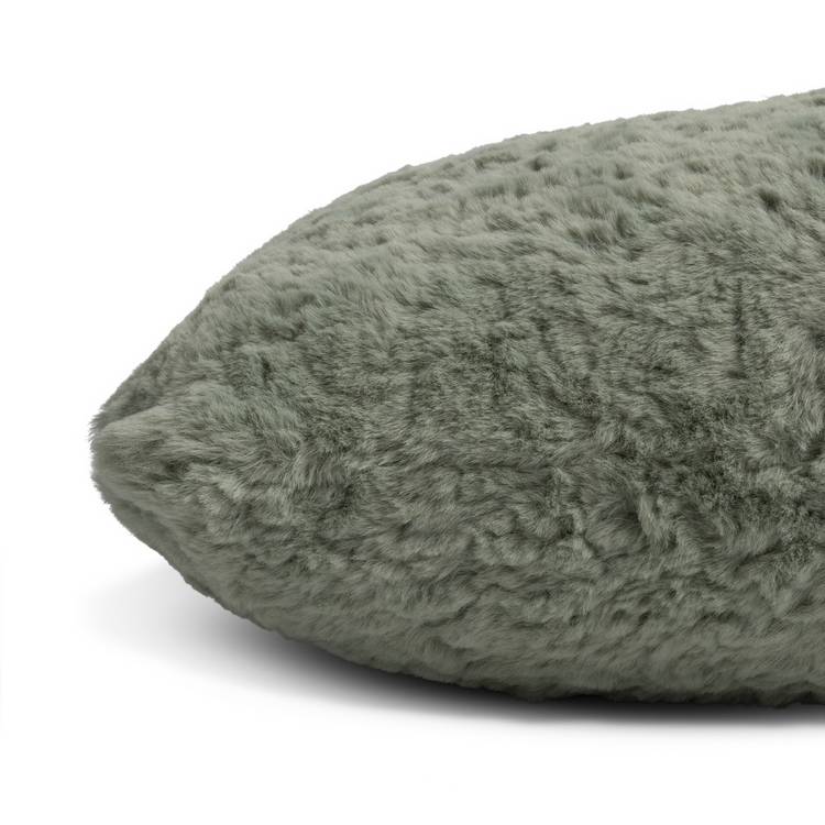 Habitat faux fur cushion sage 43x43cm, imported from the UK