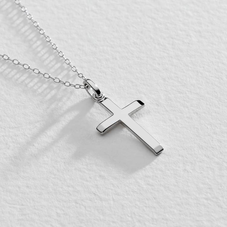 Revere sterling silver cross pendant necklace with cable chain - British product