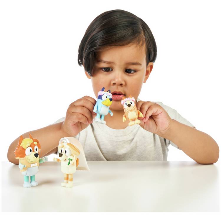 Bluey character figures wedding time 4 pack, imported from the UK