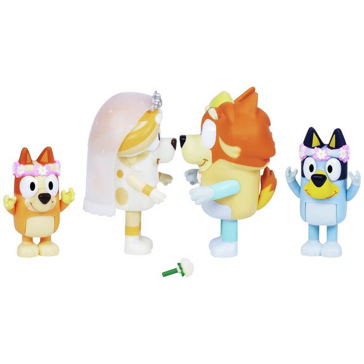 Bluey character figures wedding time 4 pack, imported from the UK