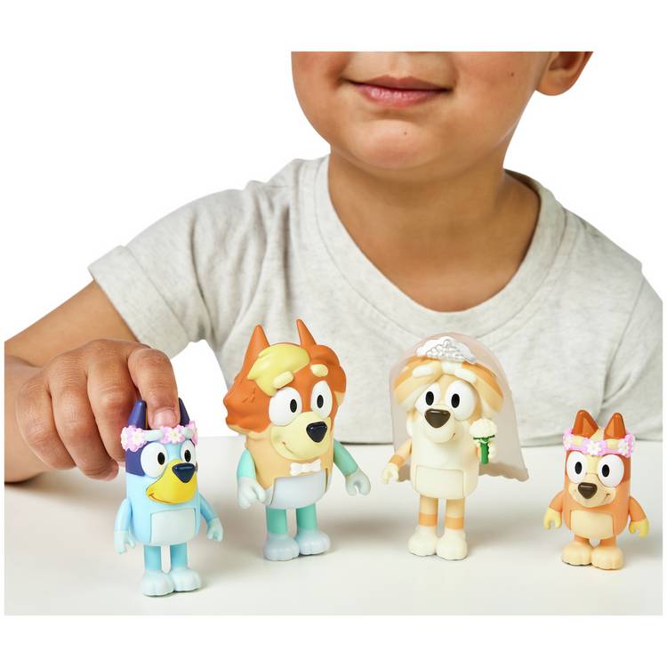 Bluey character figures wedding time 4 pack, imported from the UK