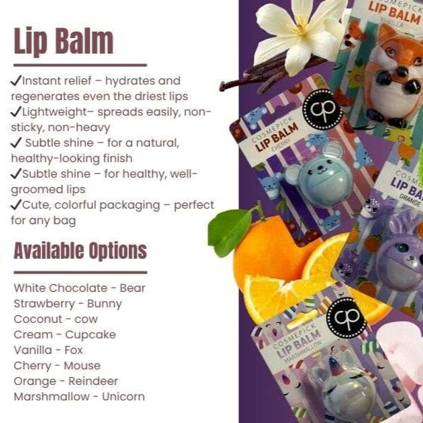 COSMEPICK Cherry Mouse lip balm 3x6g (British brand)