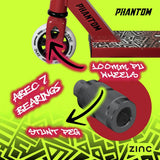 Zinc Phantom stunt scooter with stunt peg - British product