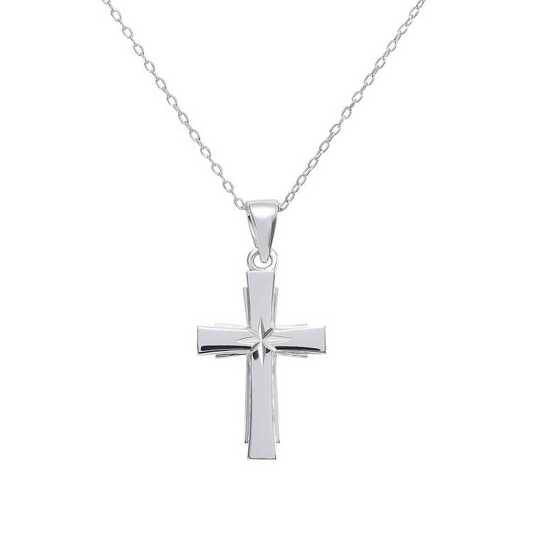 Revere sterling silver cross chain diamond cut 18 inch (British brand)