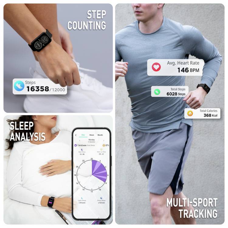 Reflex Active Corrus smartwatch black strap, imported from the UK