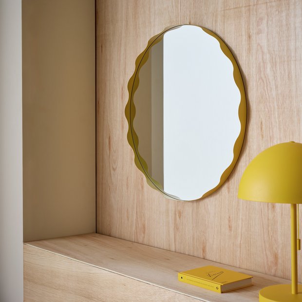 Habitat yellow round wall mirror 60cm, imported from the UK