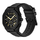Armani Exchange chronograph watch black silicone 42mm (British brand)