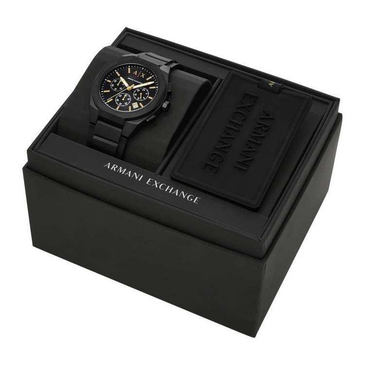 Armani Exchange chronograph watch black silicone 42mm (British brand)