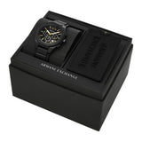 Armani Exchange chronograph watch black silicone 42mm (British brand)