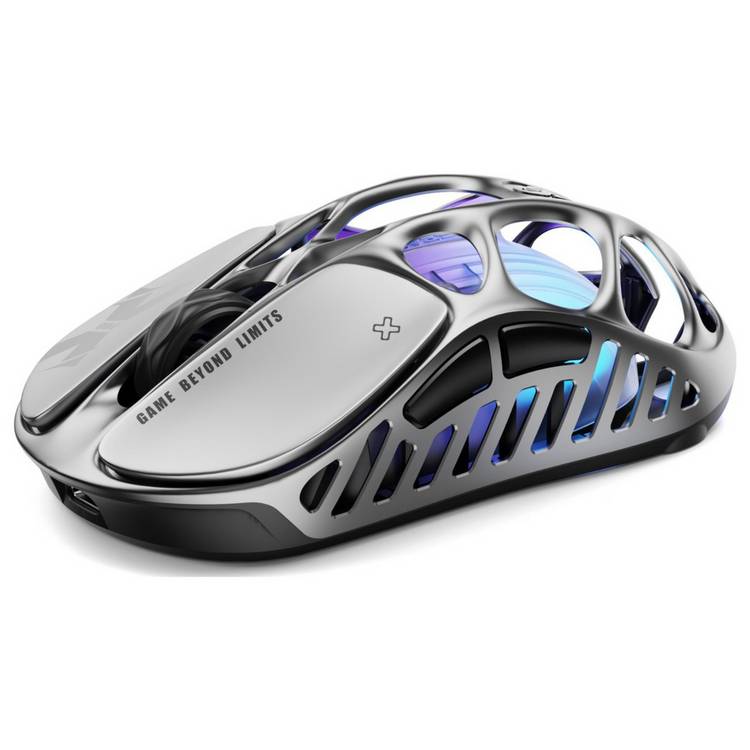 GravaStar Mercury X Pro wireless gaming mouse in silver (British brand)