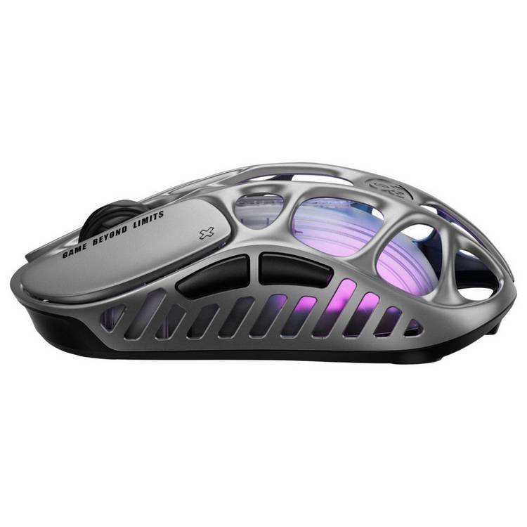 GravaStar Mercury X Pro wireless gaming mouse in silver (British brand)