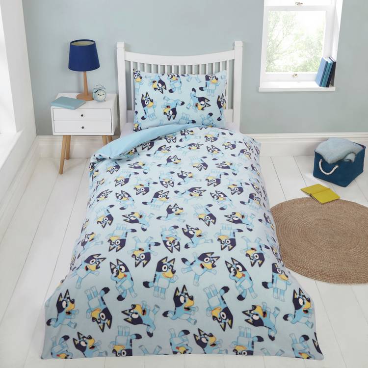 Bluey Mischief Fleece blue kids bedding set single, imported from the UK