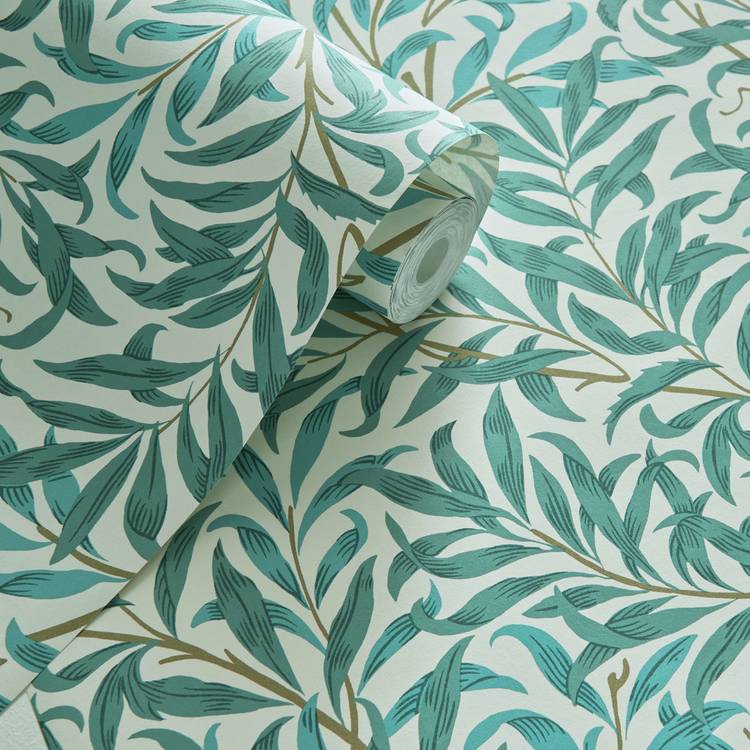 Clarke & Clarke Willow Bough Teal Blue wallpaper roll, imported from the UK