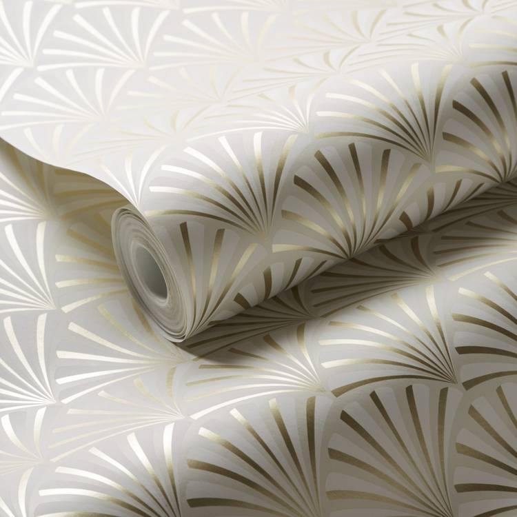 Clarke & Clarke Chrysler Pearl Cream wallpaper roll, UK version