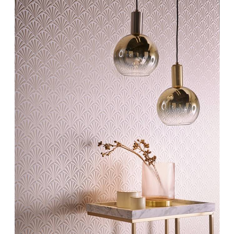 Clarke & Clarke Chrysler Pearl Cream wallpaper roll, UK version