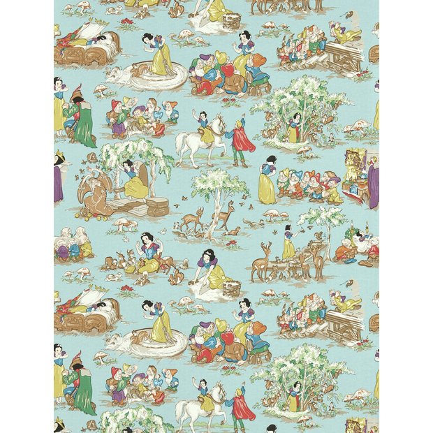 Sanderson Disney Snow White puddle blue wallpaper roll (British brand)