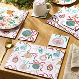 Argos Home bow bauble placemat and coaster set, imported from the UK