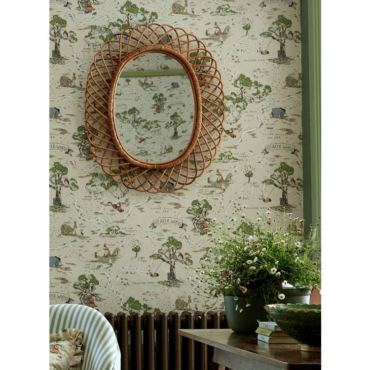 Sanderson Disney Winnie the Pooh macaron green wallpaper, UK version