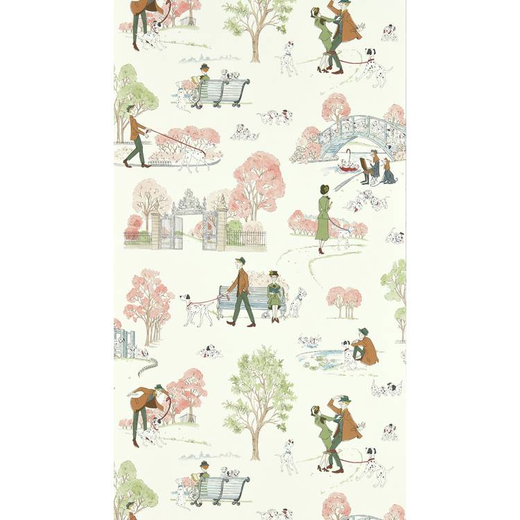 Sanderson 101 Dalmatian candy floss cream wallpaper, imported from the UK
