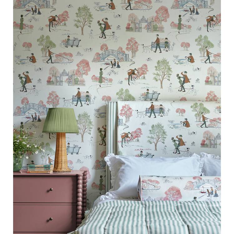 Sanderson 101 Dalmatian candy floss cream wallpaper, imported from the UK