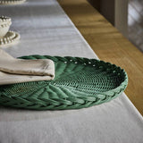 Habitat handwoven rattan decorative tray green 40cm - British product