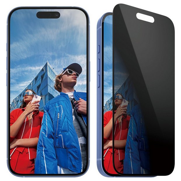 PanzerGlass privacy screen protector for iPhone 15/16, imported from the UK