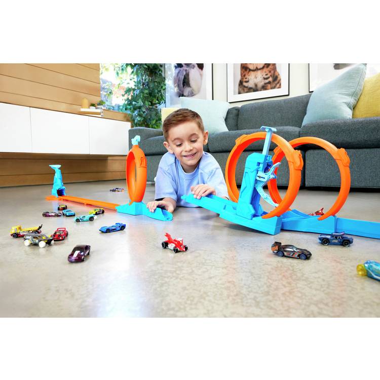 Hot Wheels toy car track set Triple Loop Pack, imported from the UK