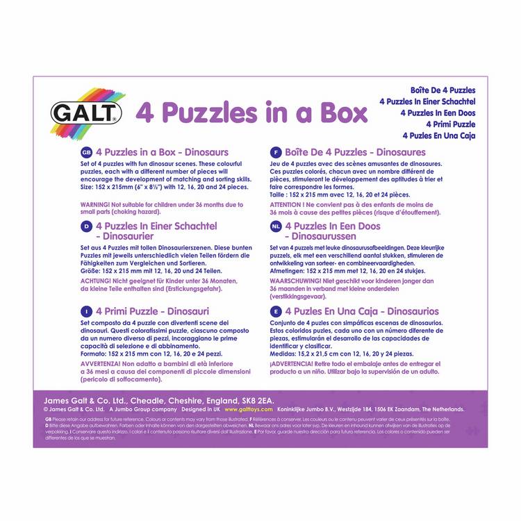 Galt dinosaur puzzle set 4 puzzles chunky pieces, UK version