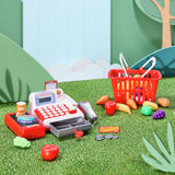 Chad Valley cash register toy with play food, UK version