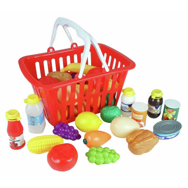 Chad Valley cash register toy with play food, UK version