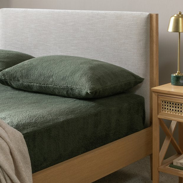 Argos Home fleece fitted sheet single green, imported from the UK