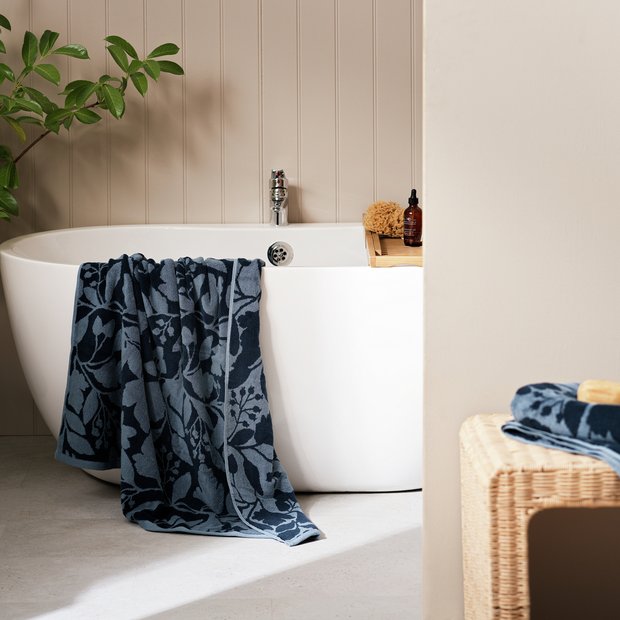 Habitat foliage bath towel navy 130x70cm (British brand)
