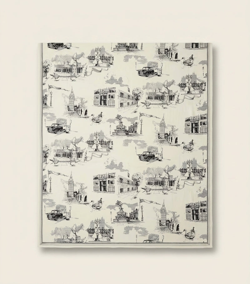Burberry silk-wool scarf with London landmarks - British product