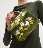 Aspinal of London midi velvet embroidered Mayfair top-handle bag (British brand)