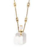 Chloé Victorian Pendant Necklace with gold-tone chain and pearlised beads - British product