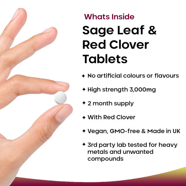 New Leaf sage red clover tablets 3000mg 120, imported from the UK