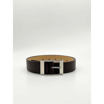 Superdrug SVNX Silver Square Buckle Belt Dark Brown- Buy online at McGrocer